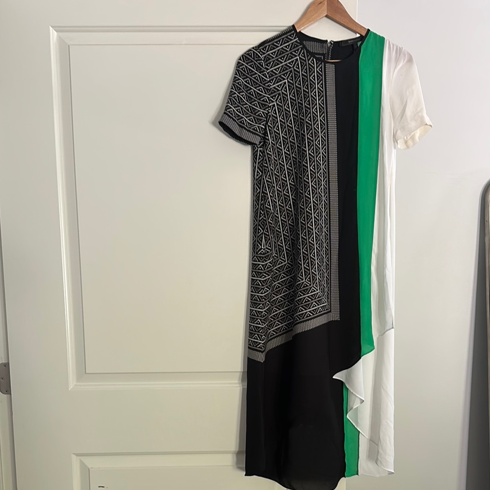 Black and Green Geometric Pattern Dress